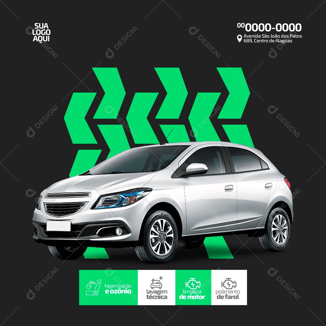 Limpeza que Seu Carro Merece Estética Automotiva Social Media PSD Editável