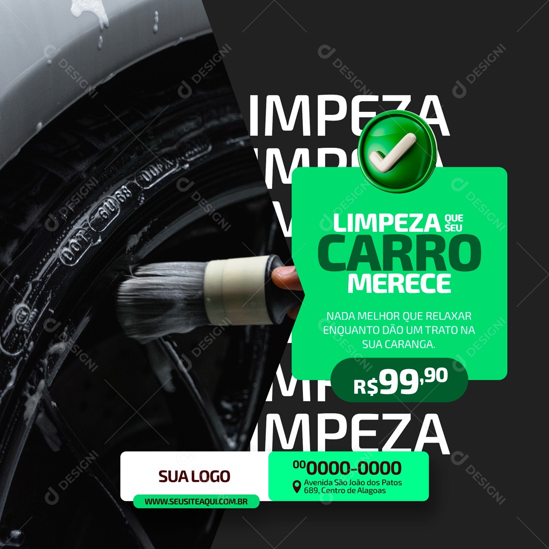 Limpeza que Seu Carro Merece Estética Automotiva Social Media PSD Editável