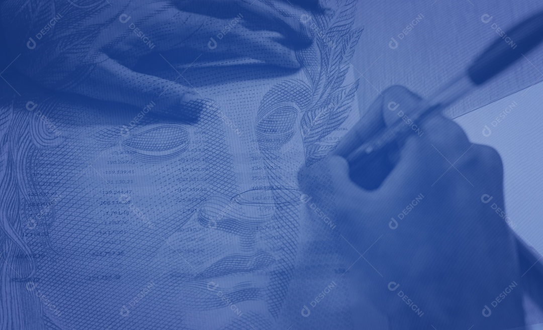 Negócio de conceito de economia brasileira com dinheiro, calculadora