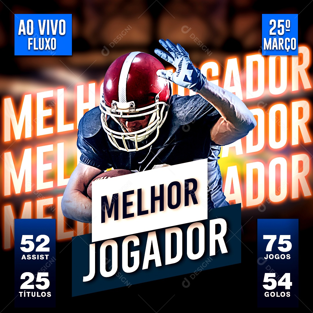 Futebol Americano Melhor Jogador Social Media PSD Editável