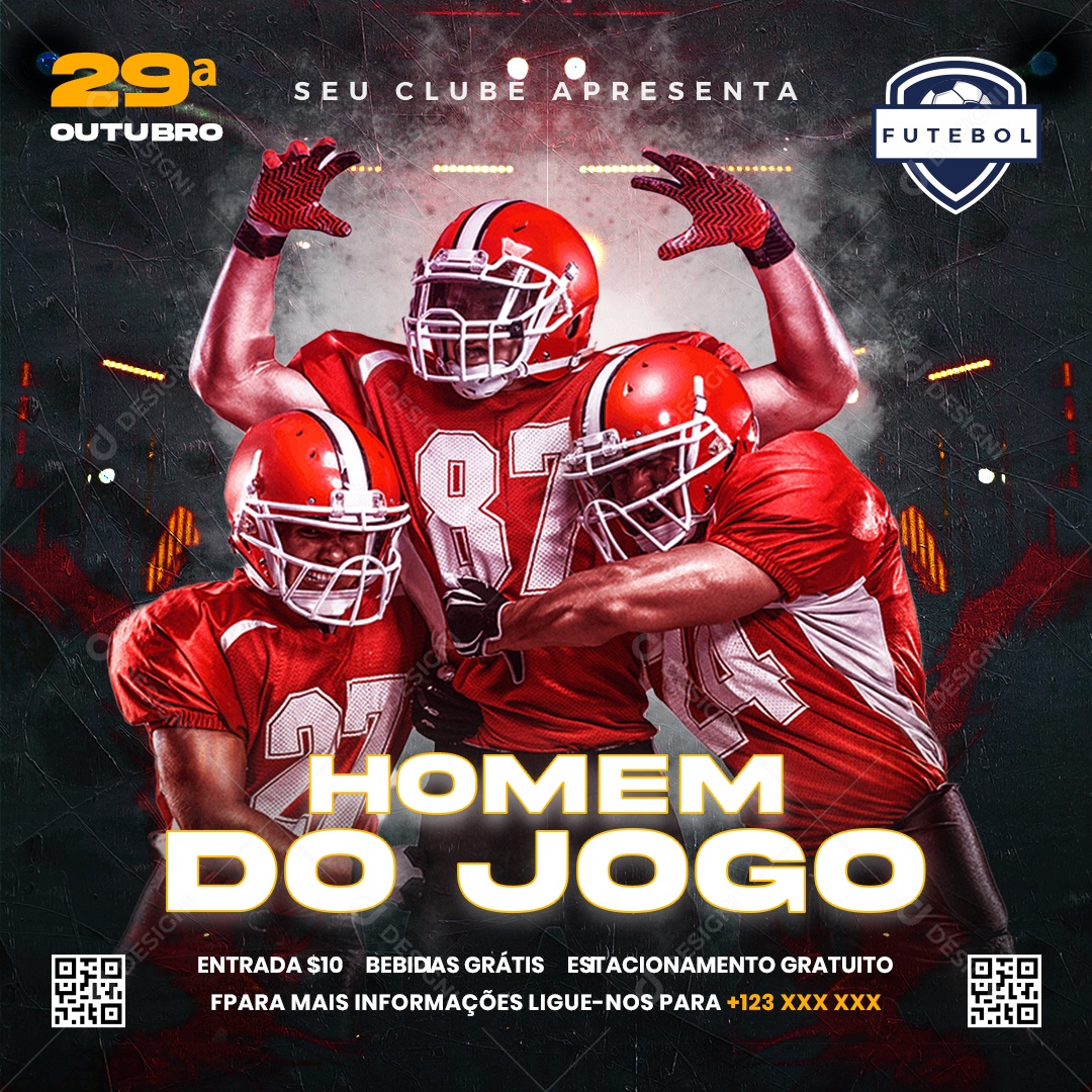 Futebol Americano Homem do Jogo Social Media PSD Editável