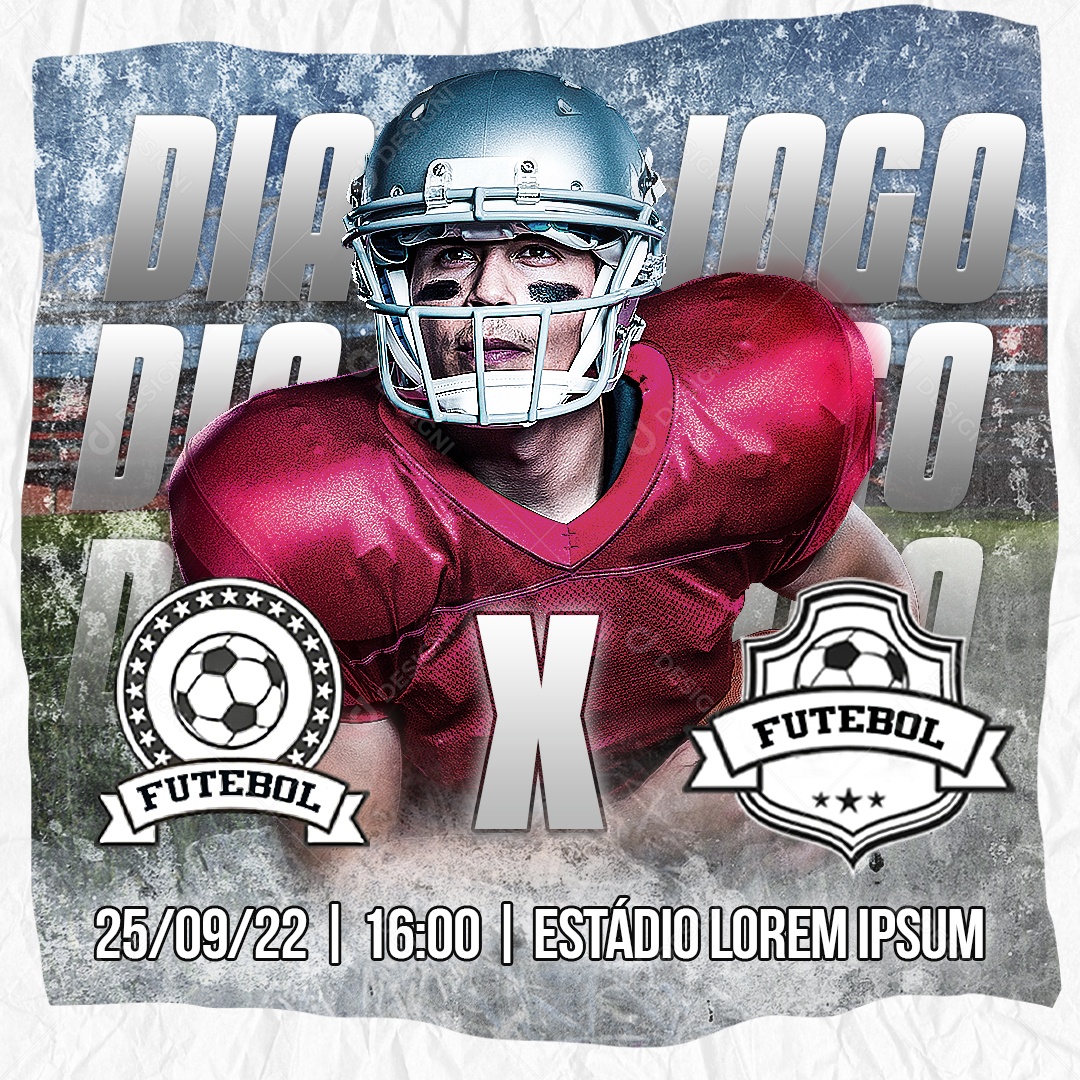 Flyer Futebol Americano Equipe X Equipe Socia Media PSD Editável