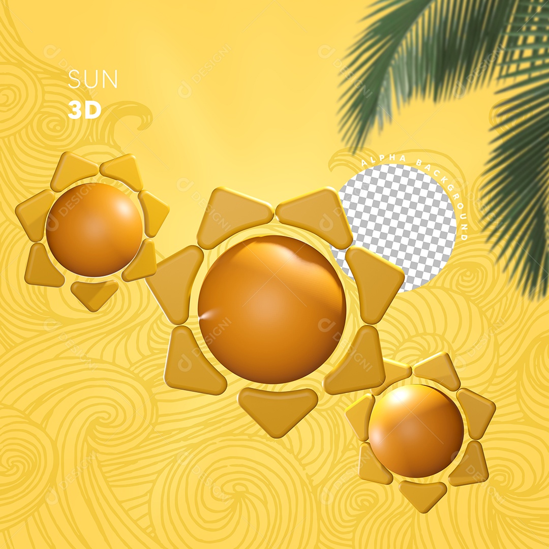 Sol Elemento 3D para Composição PSD