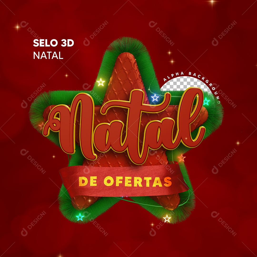 Natal de Ofertas Selo 3D para Composição PSD