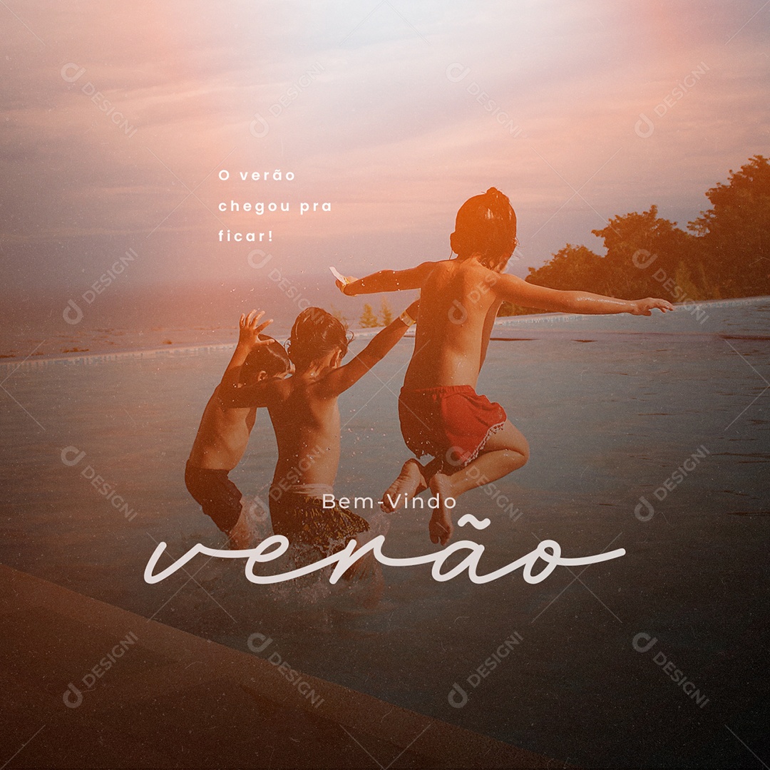 O Verão Chegou pra Ficar Bem Vindo Verão Social Media PSD Editável