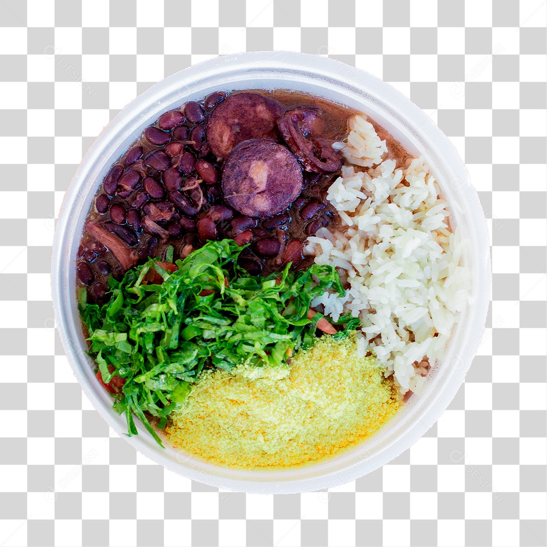 Prato de Comida Arroz Feijoada Farinha PNG Transparente