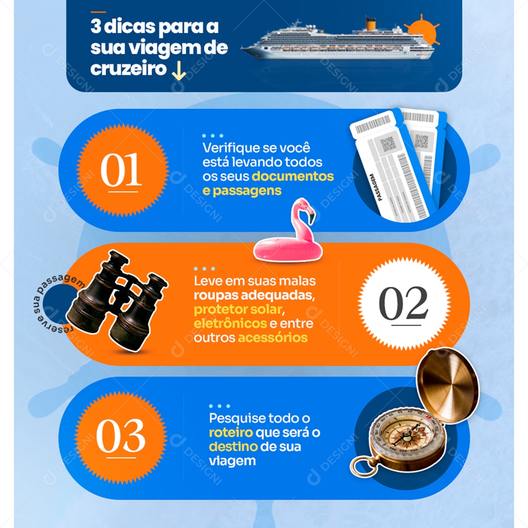 Cruzeiro 3 Dicas Para a Sua Viagem Social Media PSD Editável