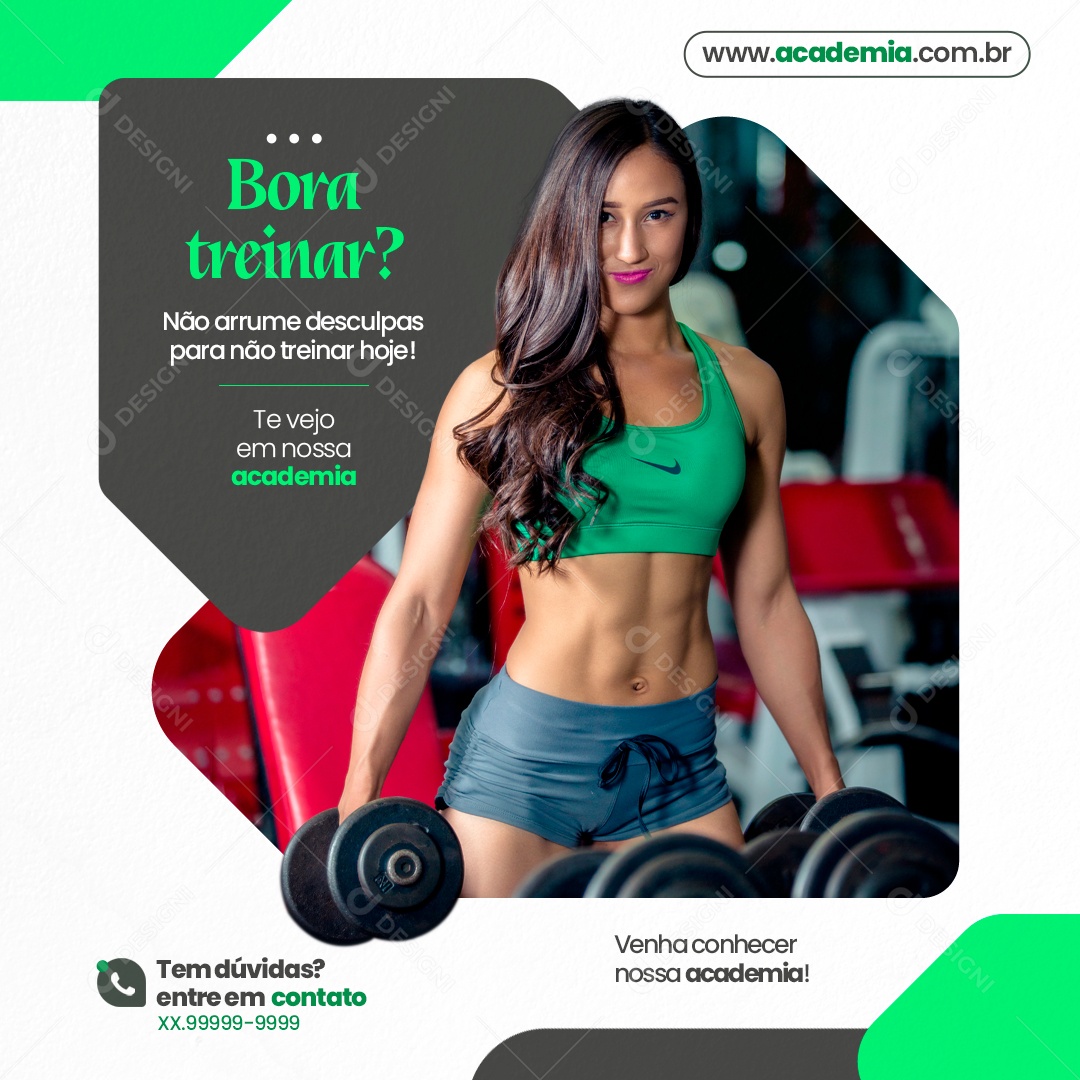 Bora Treinar Não Arrume Desculpas Para Não Treinar Hoje Social Media PSD Editável