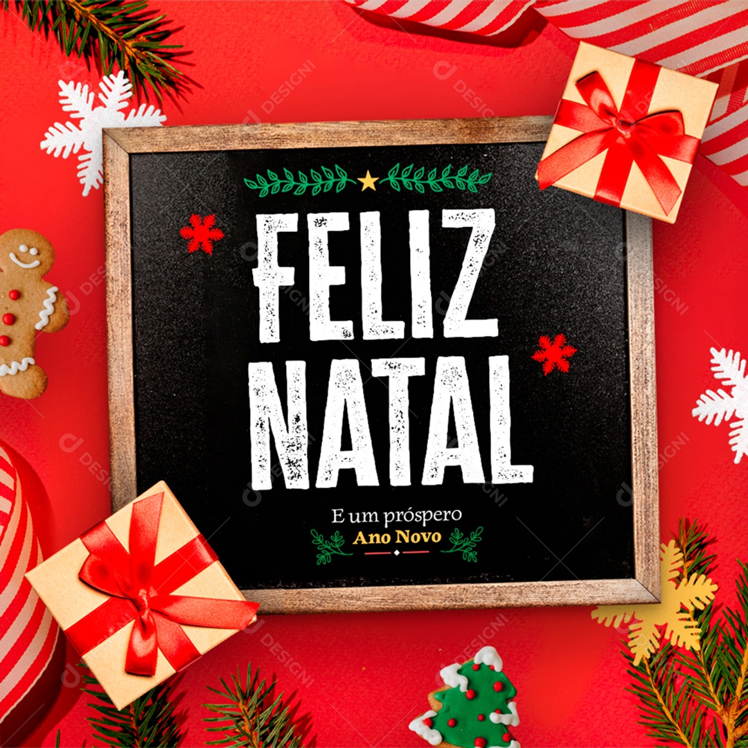 Feliz Natal E Um Próspero Ano Novo Social Media PSD Editável