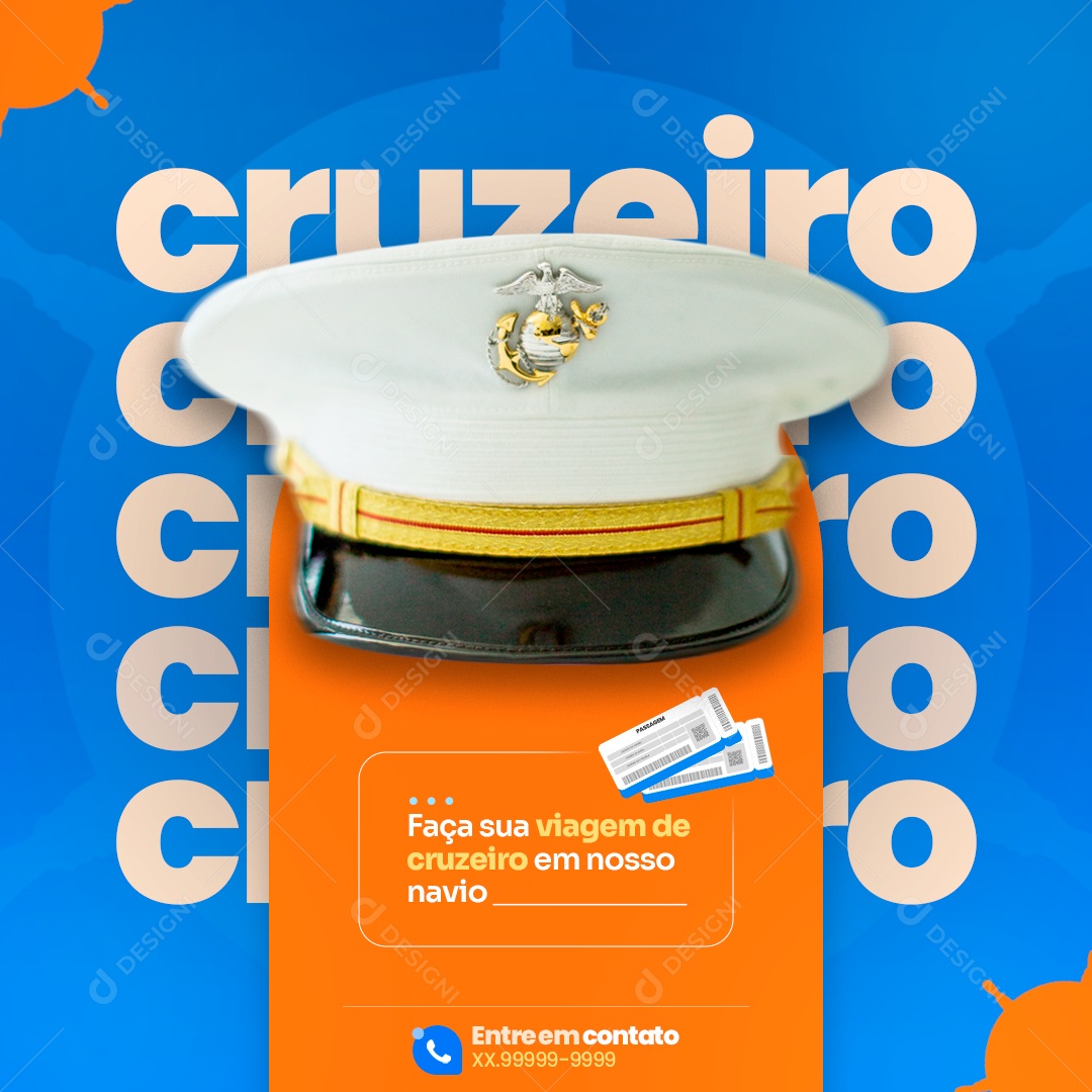 Faça Sua Viagem de Cruzeiro em Nosso Navio Social Media PSD Editável