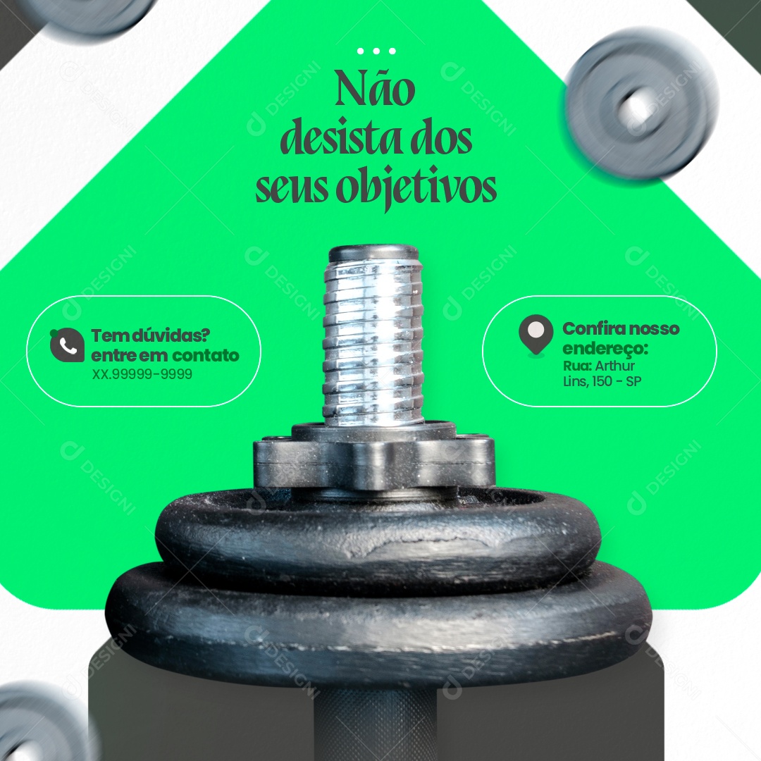 Academia Não Desista Dos Seus Objetivos Social Media PSD Editável