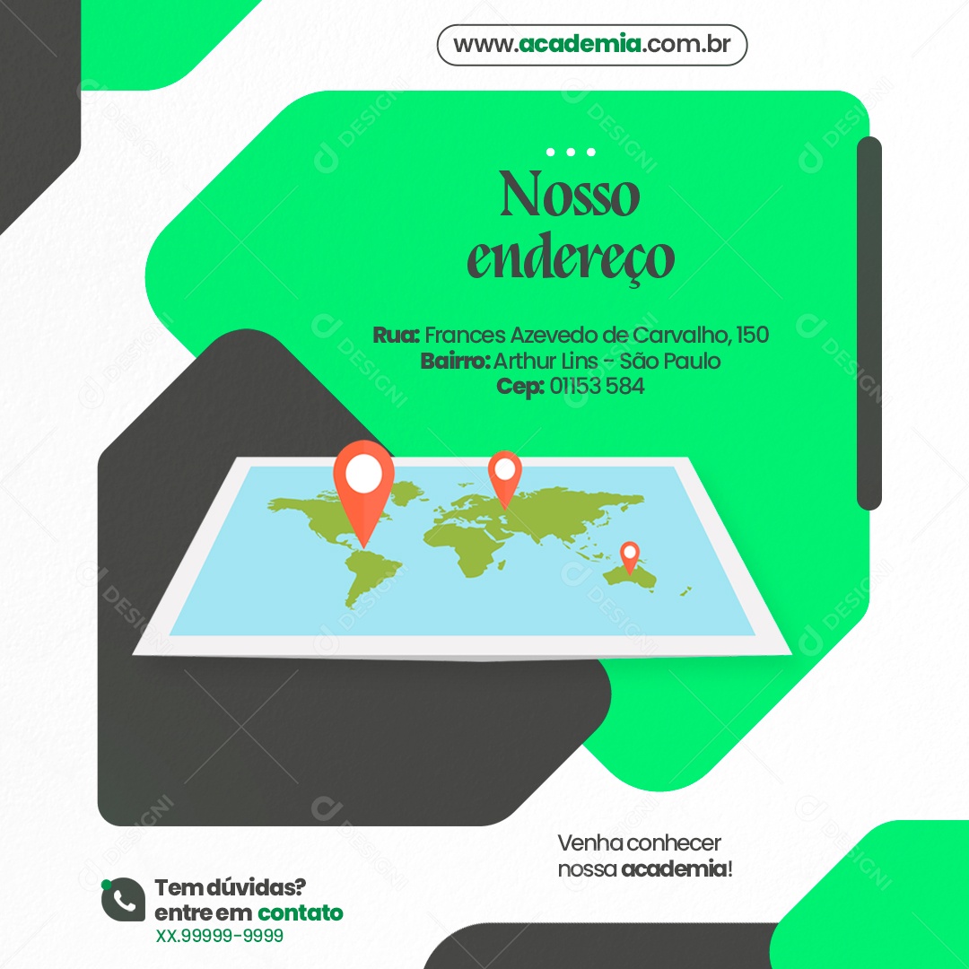 Academia Nosso Endereço Venha Conferir Social Media PSD Editável