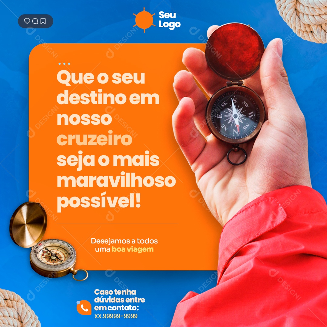 Que o Seu Destino em Nosso Cruzeiro Seja o Mais Maravilhoso Possível Social Media PSD Editável