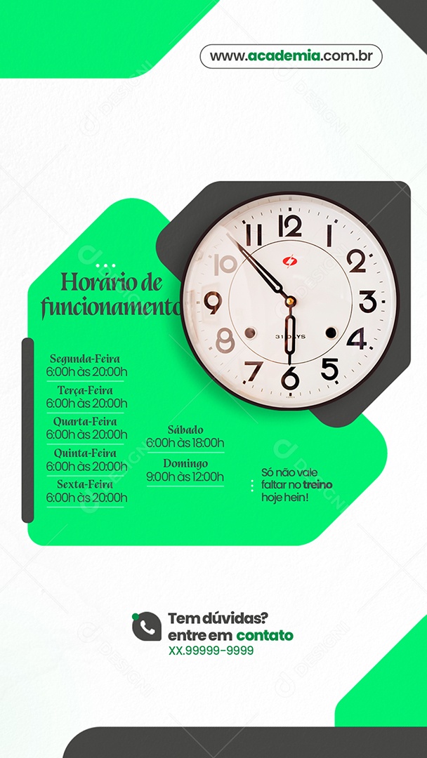 Story Academia Horário de Funcionamento Social Media PSD Editável