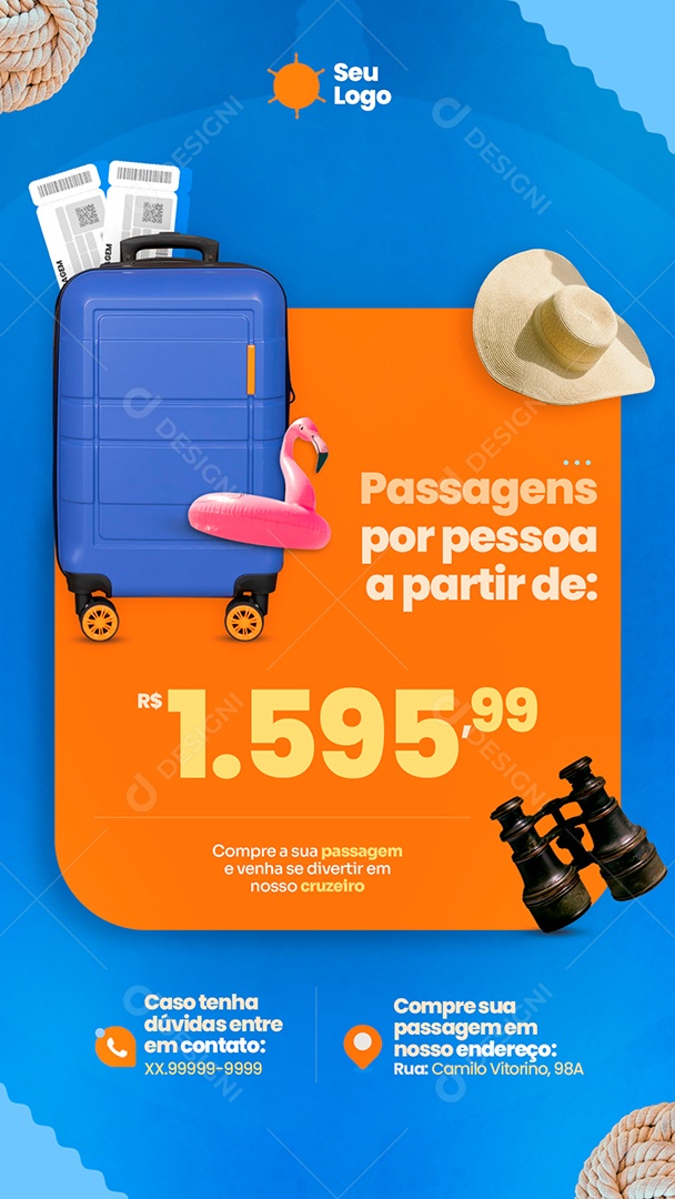 Story Passagens Por Pessoas a Partir de R$1.595,99 Social Media PSD Editável