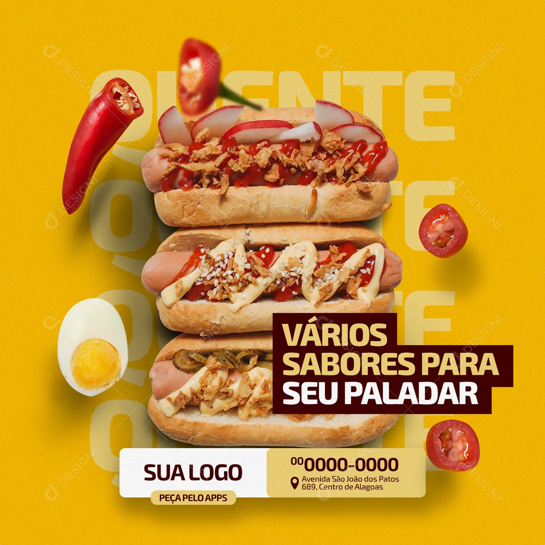 Vários Sabores Para Seu Paladar Hot Dog Social Media PSD Editável