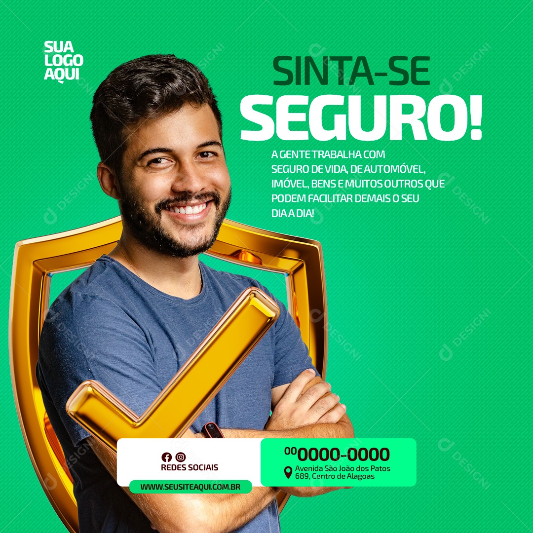 A Gente Trabalha Com Seguro de Vida, Automóvel e Imóvel Social Media PSD Editável