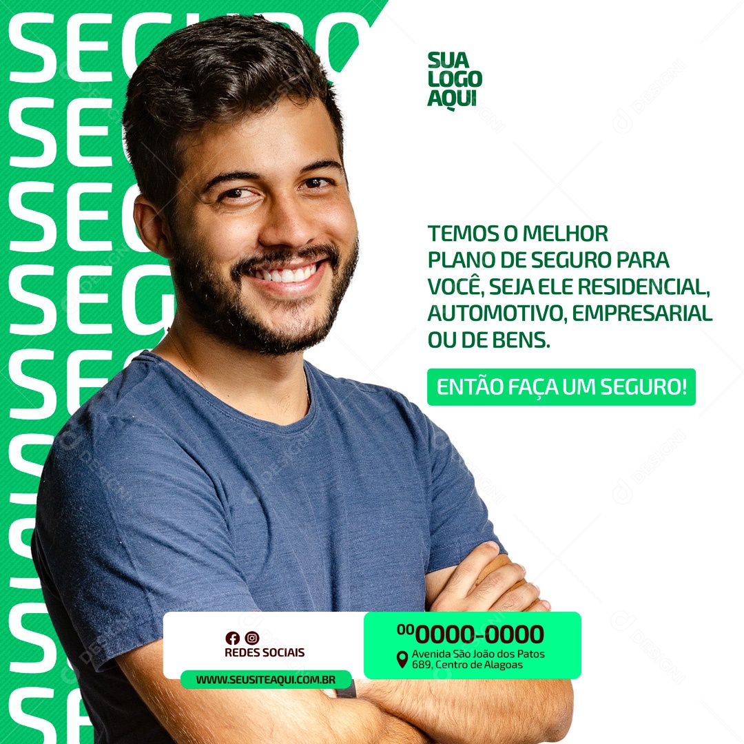 Temos O Melhor Plano de Seguro Para Você Social Media PSD Editável
