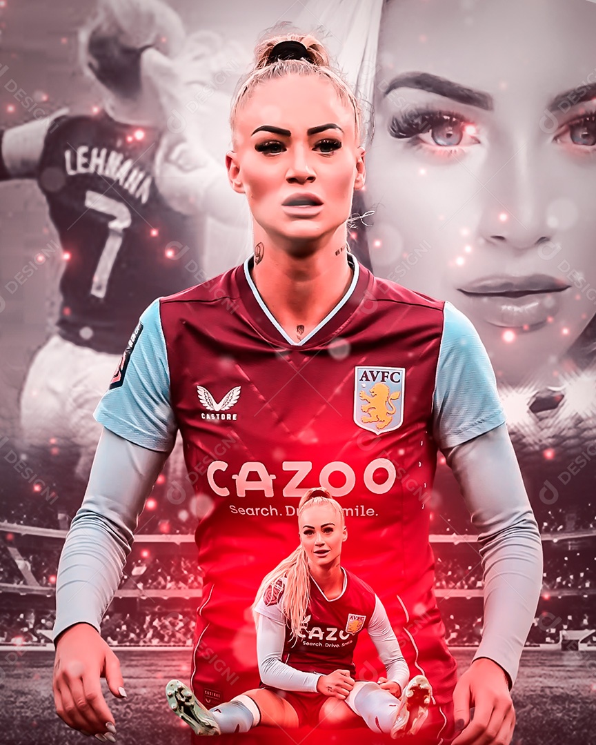 Flyer Jogadora de Futebol Alisha Lehmann Social Media PSD Editável