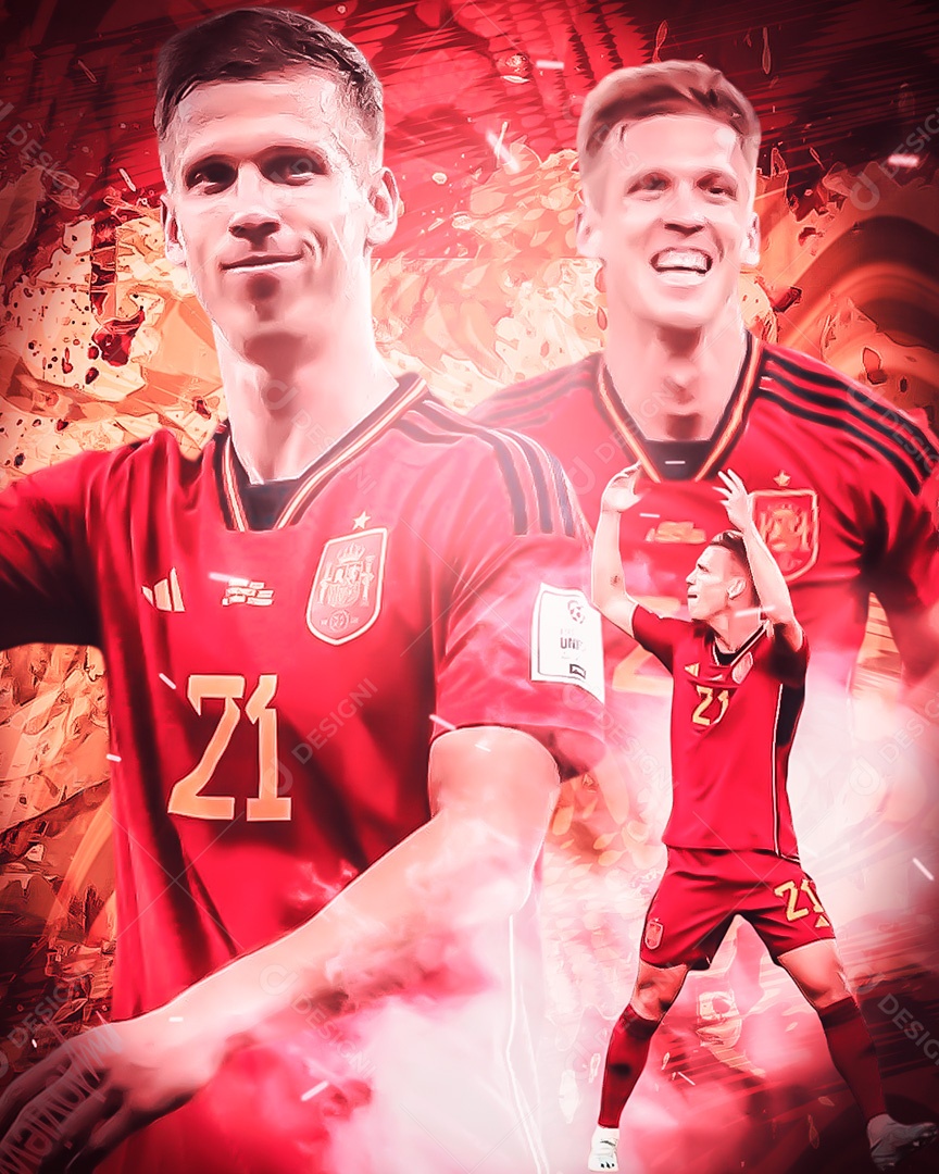 Flyer Jogador de Futebol Dani Olmo Social Media PSD Editável