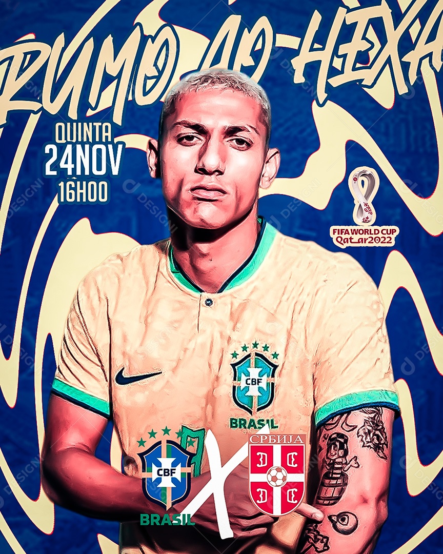 Post Rumo ao Hexa Social Media PSD Editável