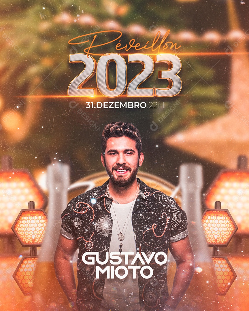 Flyer Show Réveillon 2023 Gustavo Mioto Social Media PSD Editável