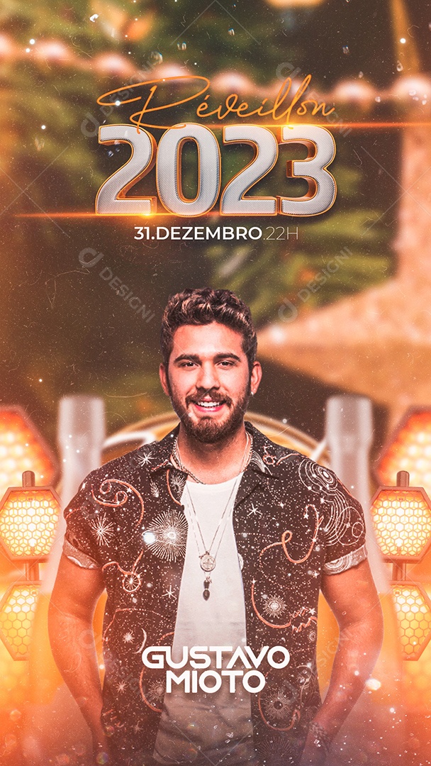 Flyer Show Réveillon 2023 Gustavo Mioto Story Social Media PSD Editável