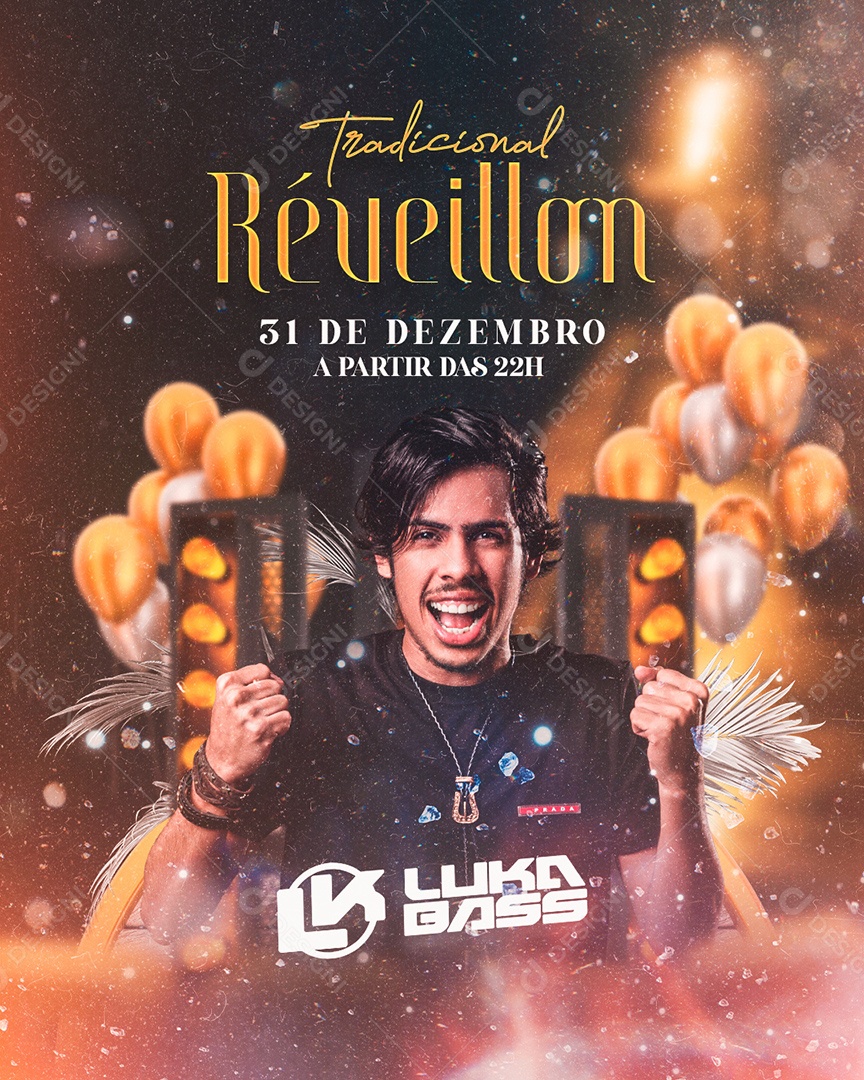 Flyer Show Réveillon 2023 Luka Bass Social Media PSD Editável