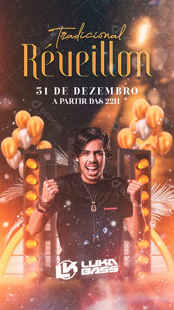 Flyer Show Réveillon 2023 Luka Bass Story Social Media PSD Editável