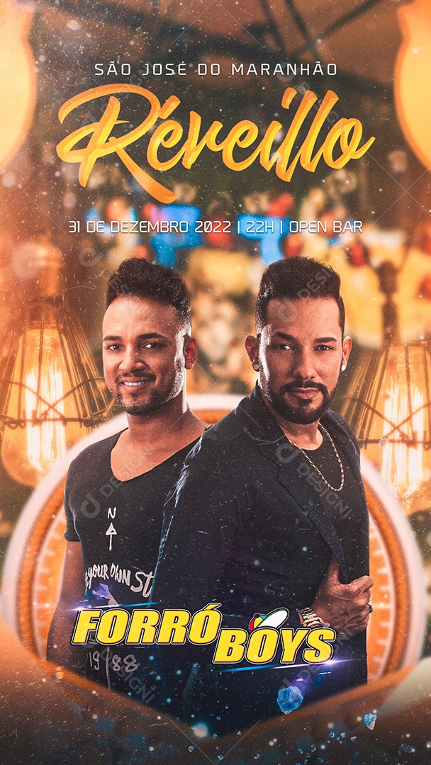 Flyer Show Réveillon 2023 Forró Boys Story Social Media PSD Editável