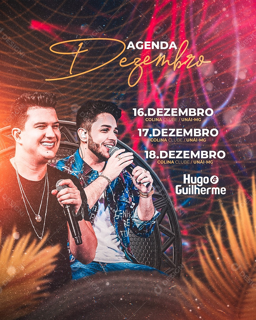 Flyer Agenda de Dezembro Hugo e Guilherme Social Media PSD Editável
