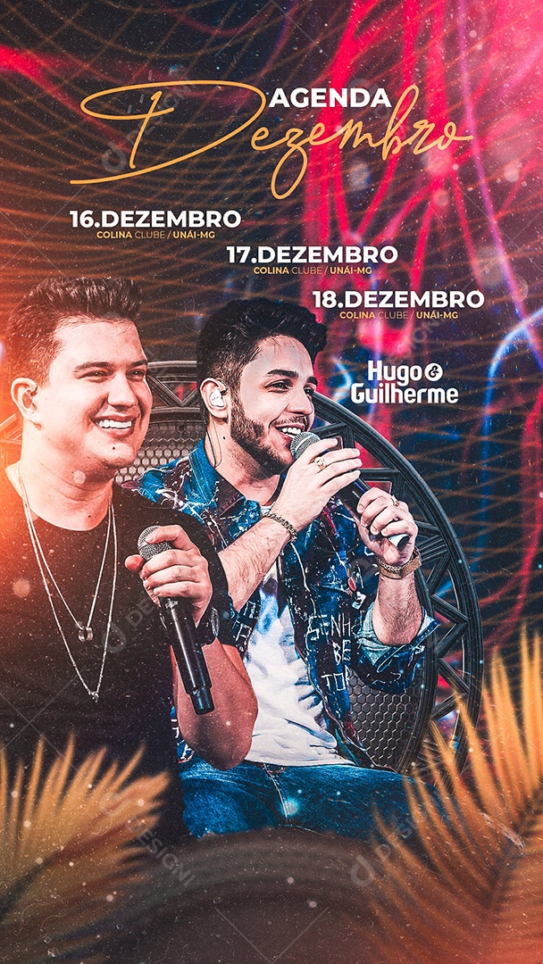 Flyer Agenda de Dezembro Hugo e Guilherme Story Social Media PSD Editável