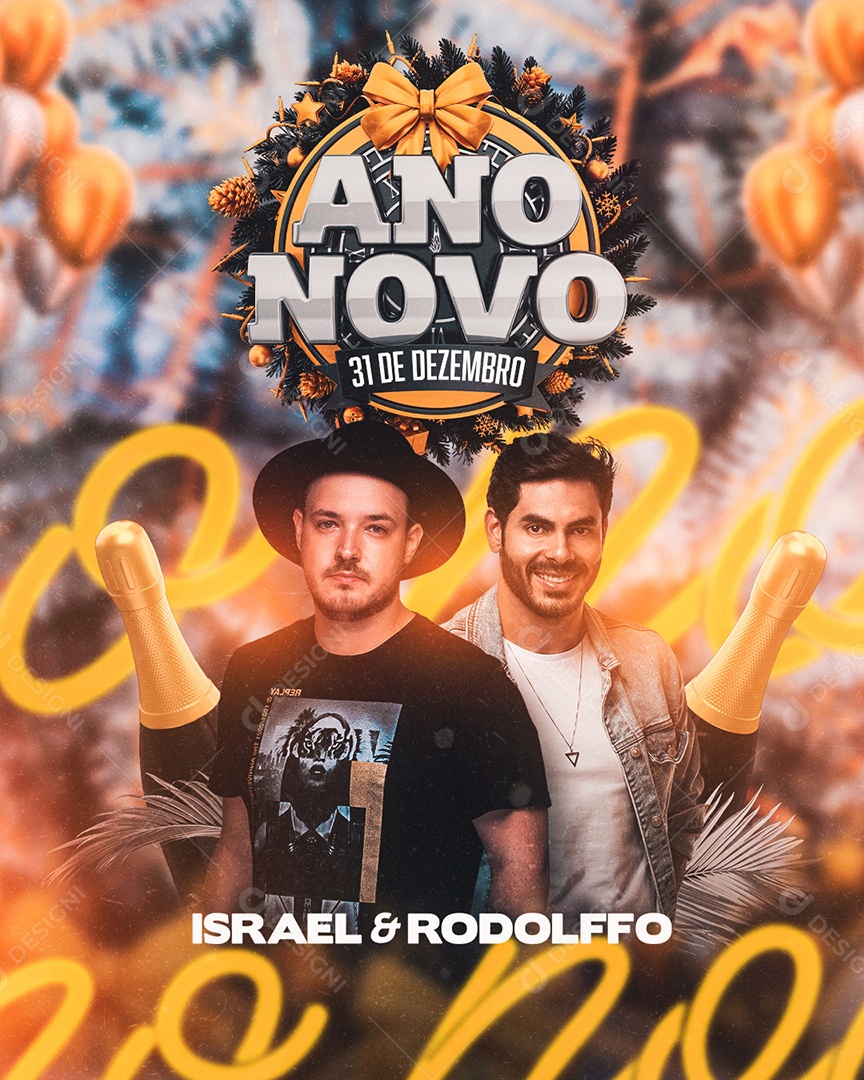 Flyer Show Ano Novo Israel e Fodolffo Social Media PSD Editável
