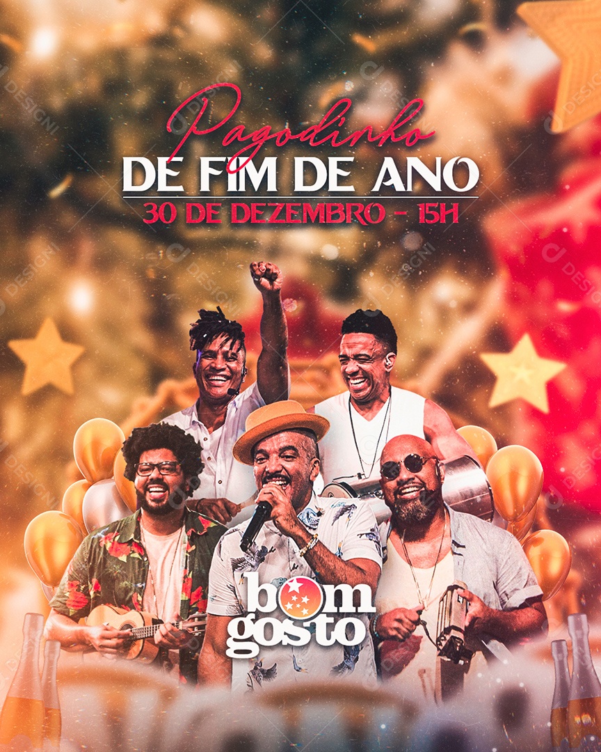Flyer Show Pagodinho Fim de Ano Bom Gosto ocial Media PSD Editável