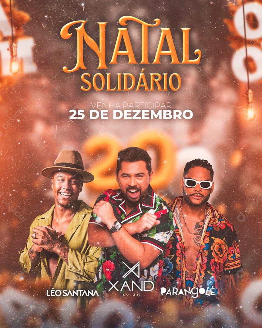Flyer Natal Solidário Léo Santana Xand Avião e Parangolé Story Social Media PSD Editável