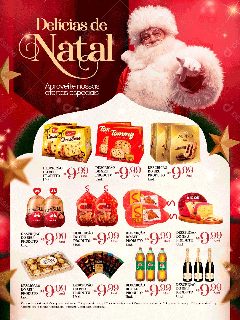 Encarte Ofertas de Natal Supermercado Social Media PSD Editável