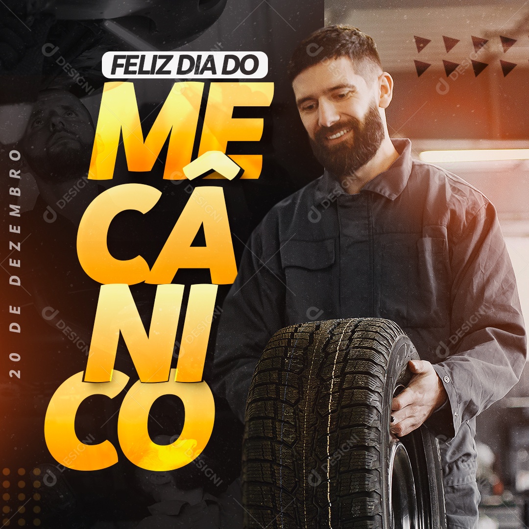 Feliz Dia do Mecânico 20 de Dezembro Social Media PSD Editável