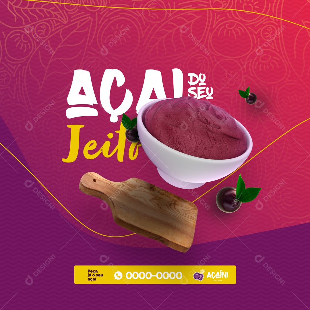 Açaí do Seu Jeito Açaiteria Social Media PSD Editável