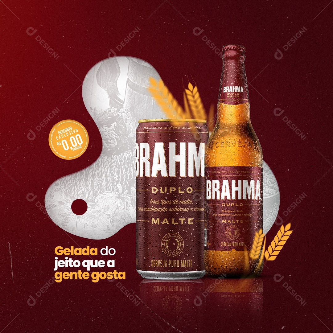 Gelada do Jeito que a Gente Gosta! Cerveja Brahma Distribuidora de Bebidas Social Media PSD Editável