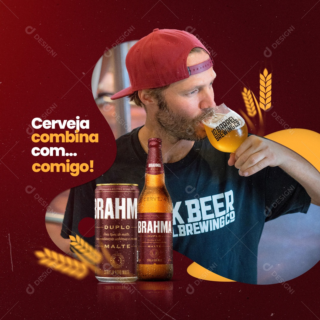 Cerveja Combina Comigo! Brahma Distribuidora de Bebidas Social Media PSD Editável