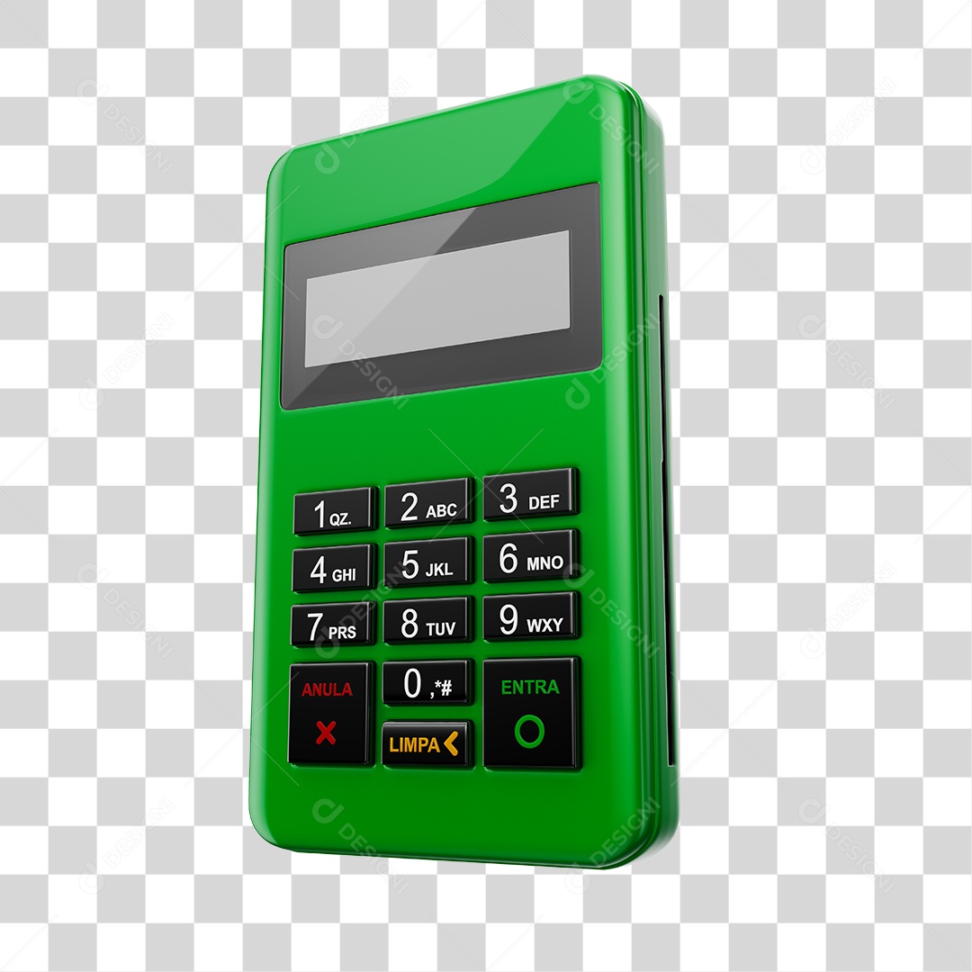 Elemento 3D Maquininha De Cartão Verde PNG Transparente