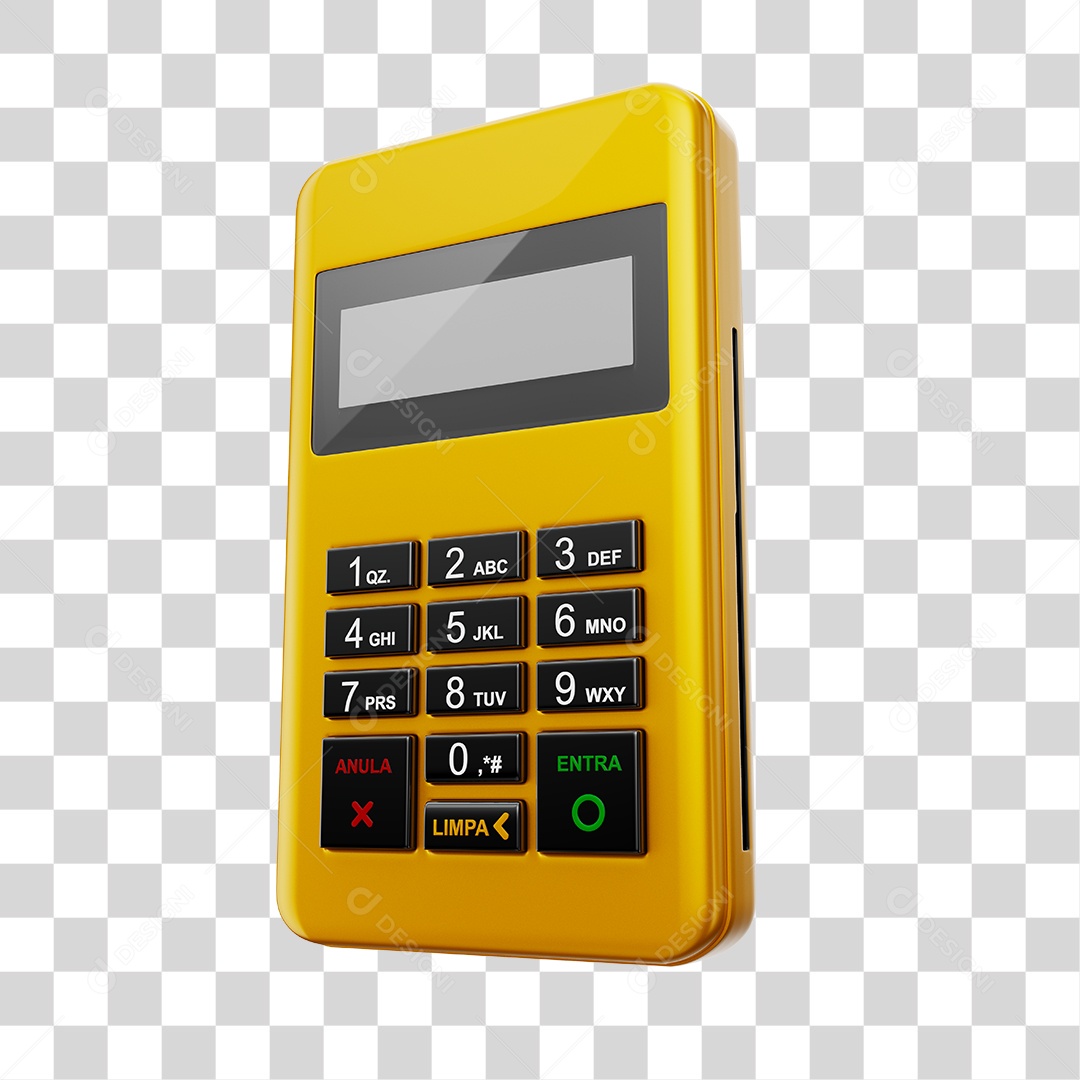 Elemento 3D Maquininha De Cartão Amarelo PNG Transparente
