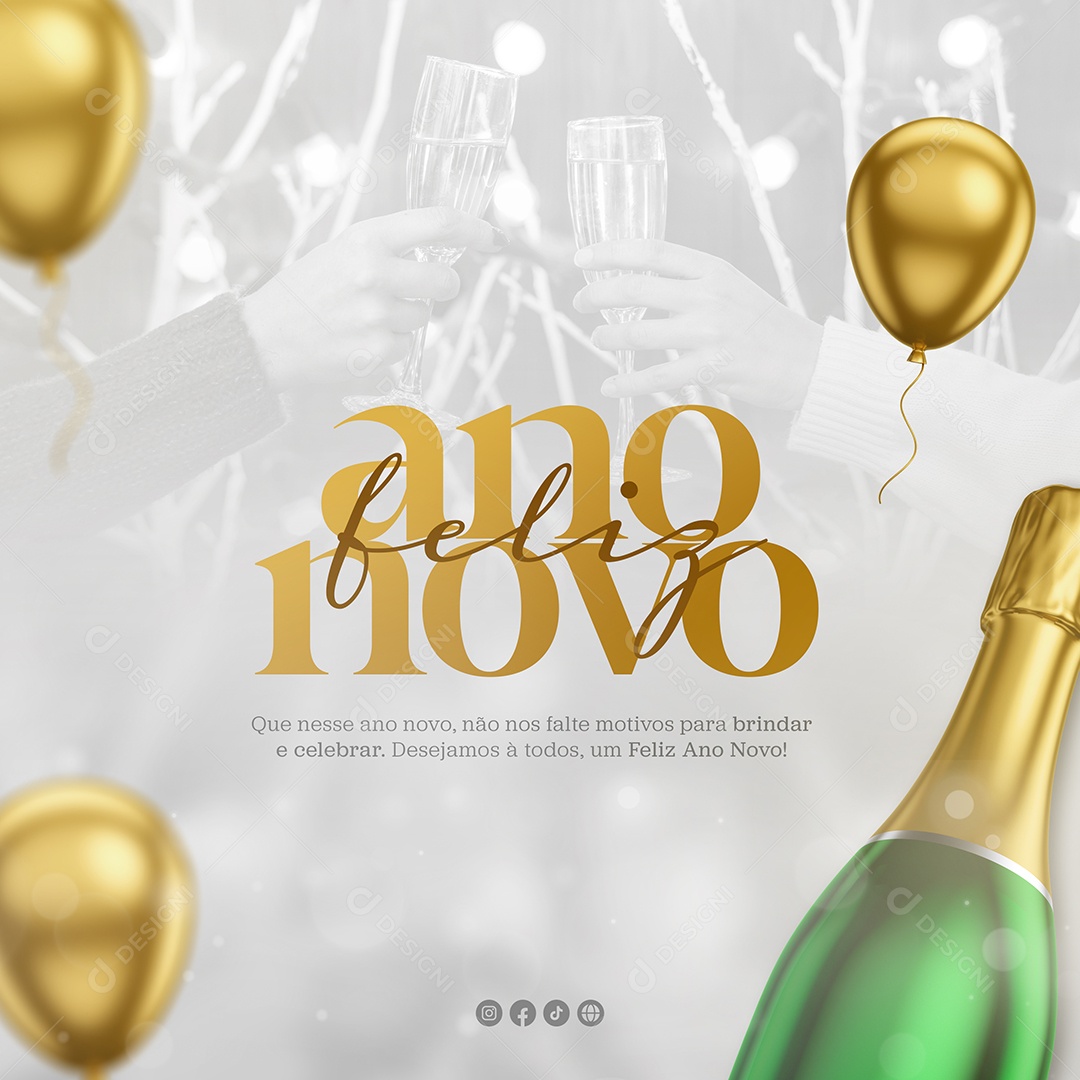 Que Nesse Ano Novo não te Falte Motivos Brindar e Celebrar Feliz 2023 Social Media PSD Editável