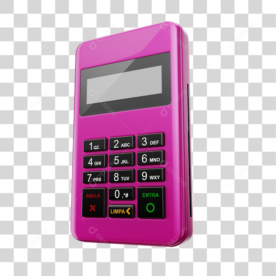 Elemento 3D Maquininha De Cartão Rosa PNG Transparente
