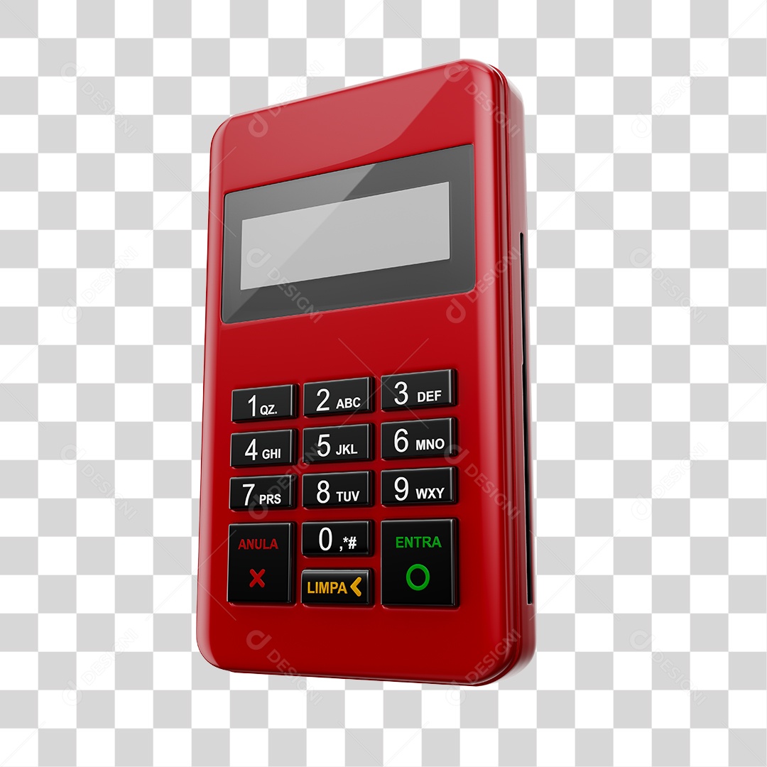 Elemento 3D Maquininha De Cartão Vermelho PNG Transparente