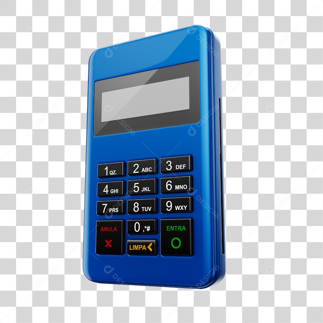 Elemento 3D Maquininha De Cartão Azul PNG Transparente