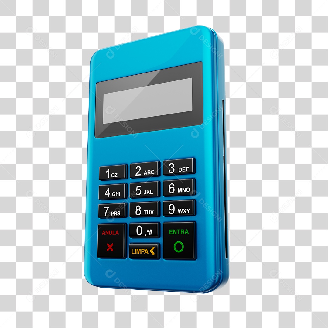 Elemento 3D Maquininha De Cartão Azul PNG Transparente