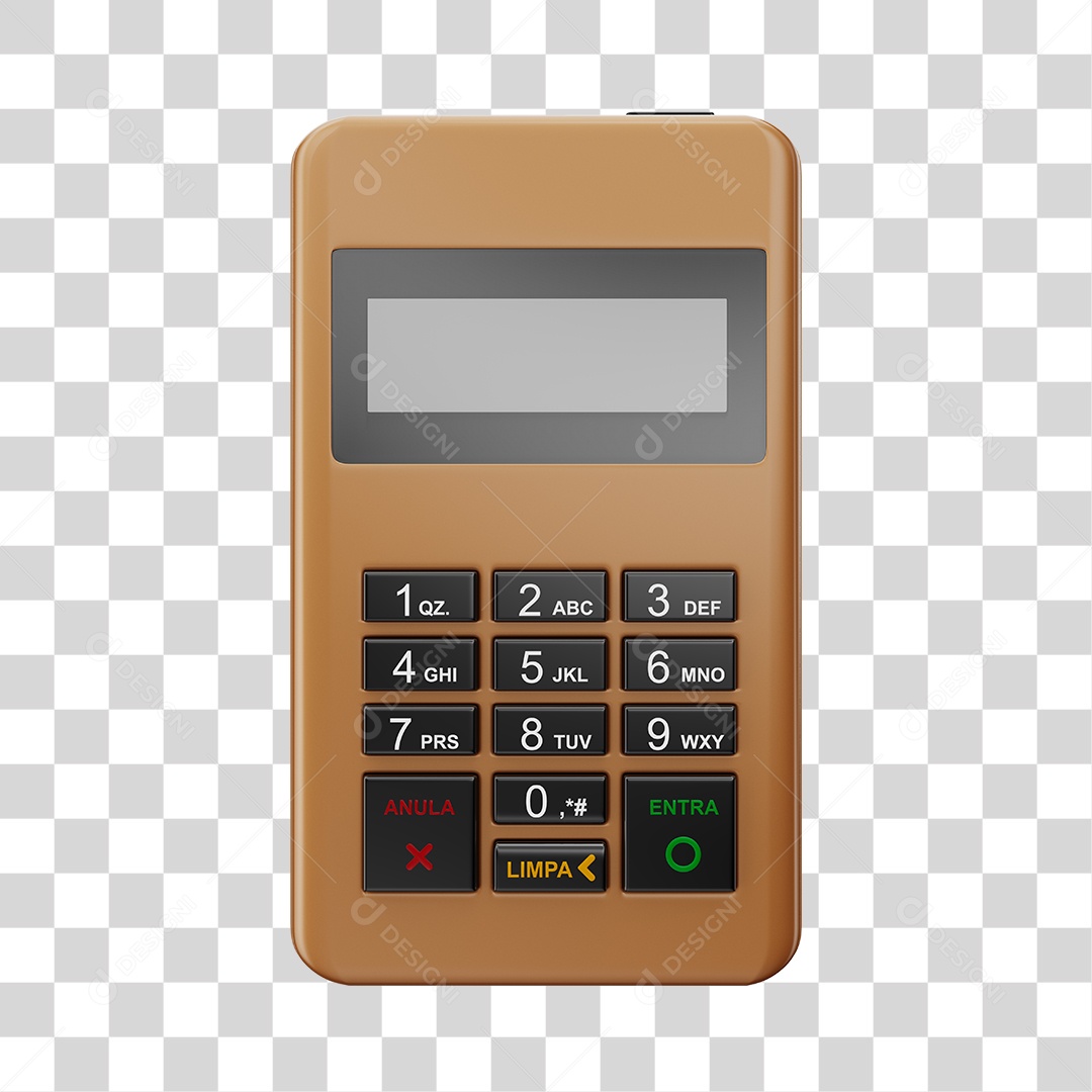 Elemento 3D Maquininha De Cartão Marrom PNG Transparente