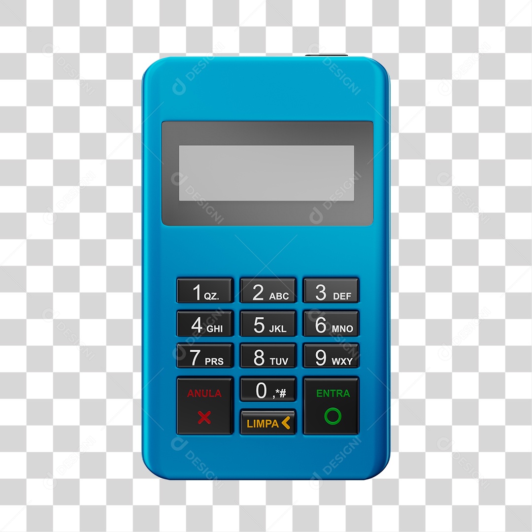 Elemento 3D Maquininha De Cartão Azul PNG Transparente