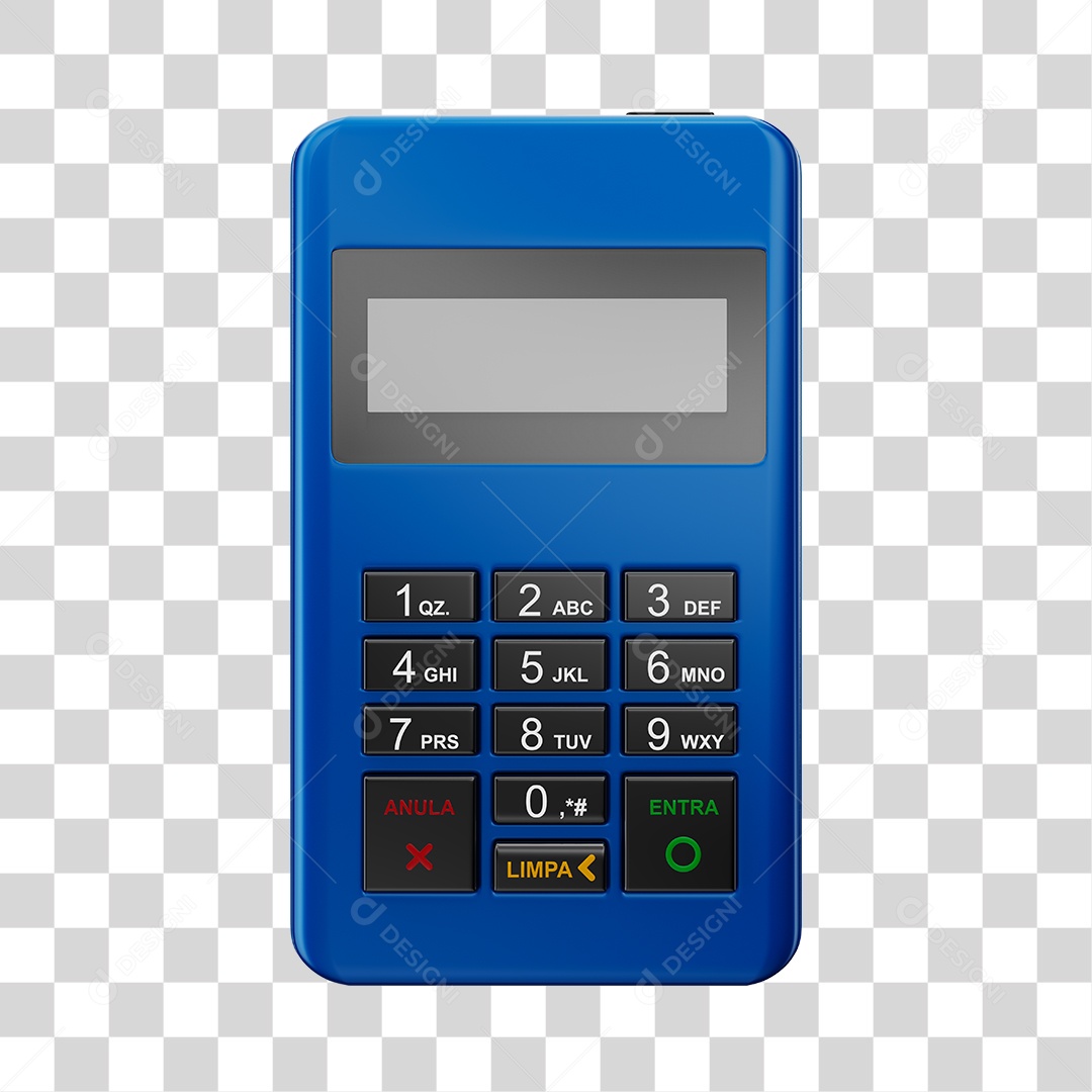 Elemento 3D Maquininha De Cartão Azul Escuro PNG Transparente